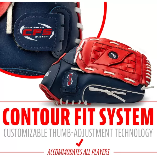 Franklin Sports Baseball  Softball Gloves  Field Master Adult  Youth Baseball  Softball Gloves  Right Hand  Left Hand Gloves  Infield  Outfield Mitts  Multiple Sizes  ColorsRed  White  Blue