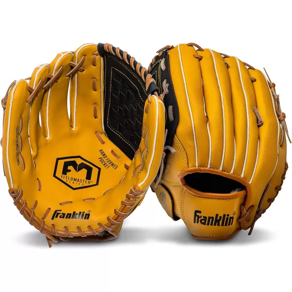 Franklin Sports Baseball  Softball Gloves  Field Master Adult  Youth Baseball  Softball Gloves  Right Hand  Left Hand Gloves  Infield  Outfield Mitts  Multiple Sizes  ColorsTan