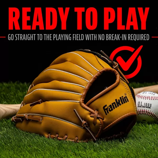 Franklin Sports Baseball  Softball Gloves  Field Master Adult  Youth Baseball  Softball Gloves  Right Hand  Left Hand Gloves  Infield  Outfield Mitts  Multiple Sizes  ColorsTan