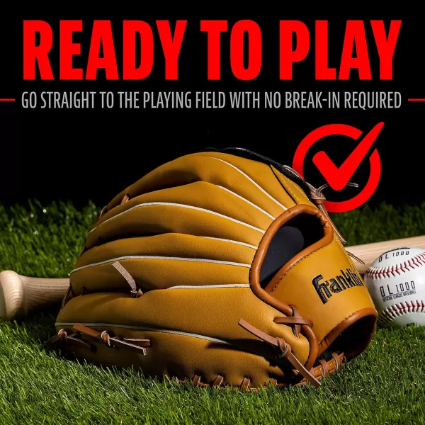 Franklin Sports Baseball  Softball Gloves  Field Master Adult  Youth Baseball  Softball Gloves  Right Hand  Left Hand Gloves  Infield  Outfield Mitts  Multiple Sizes  ColorsTan