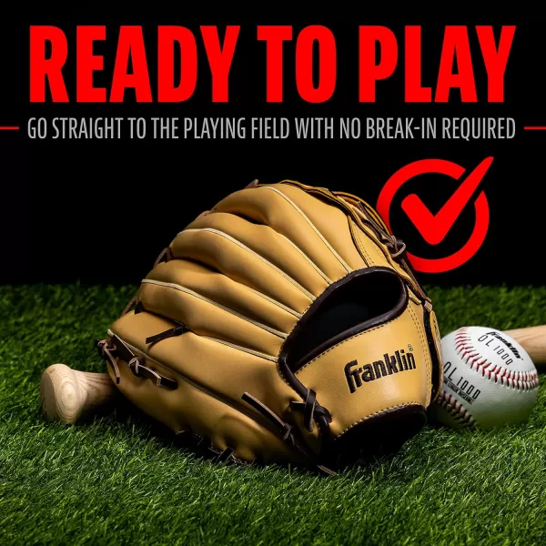 Franklin Sports Baseball  Softball Gloves  Field Master Adult  Youth Baseball  Softball Gloves  Right Hand  Left Hand Gloves  Infield  Outfield Mitts  Multiple Sizes  ColorsCamel