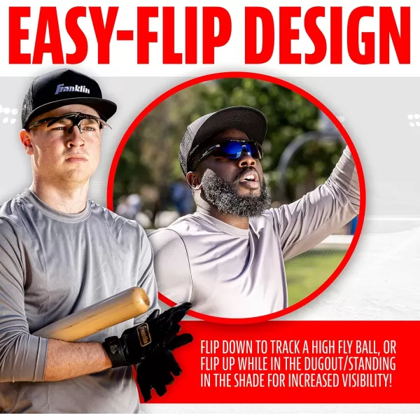 Franklin Sports Baseball  Softball Sunglasses  Mens  Womens Sports Sunglasses  Flip Up Shades  Non Flip GlassesBlack