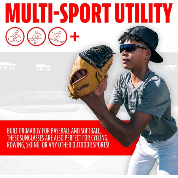 Franklin Sports Baseball  Softball Sunglasses  Mens  Womens Sports Sunglasses  Flip Up Shades  Non Flip GlassesBlack