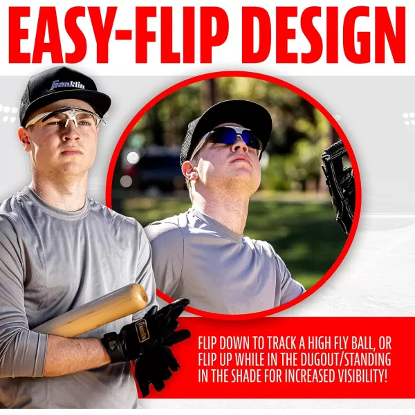Franklin Sports Baseball  Softball Sunglasses  Mens  Womens Sports Sunglasses  Flip Up Shades  Non Flip GlassesWhite