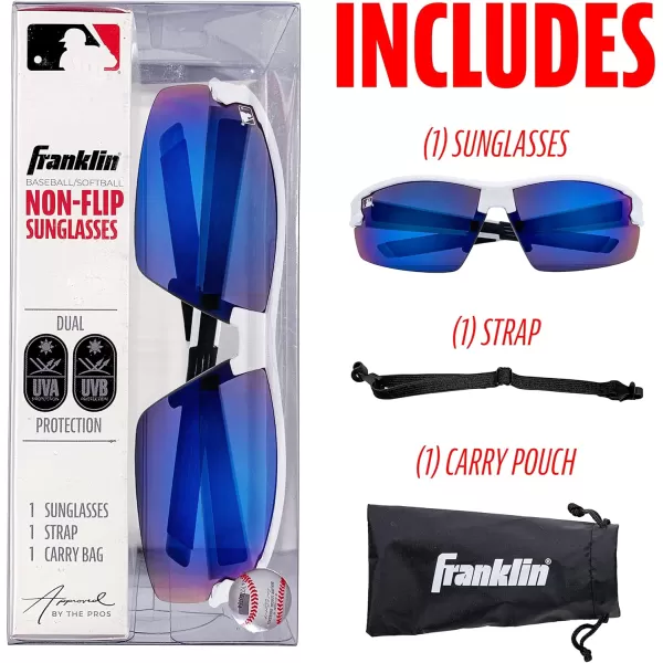 Franklin Sports Baseball  Softball Sunglasses  Mens  Womens Sports Sunglasses  Flip Up Shades  Non Flip GlassesWhite