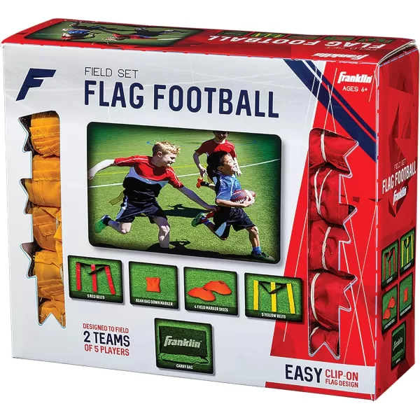 Franklin Sports Flag Football Set  10 Player Flag Football Belts for Adult  Youth  Equipment Cones  Field Marker Included  5 v 5 Set