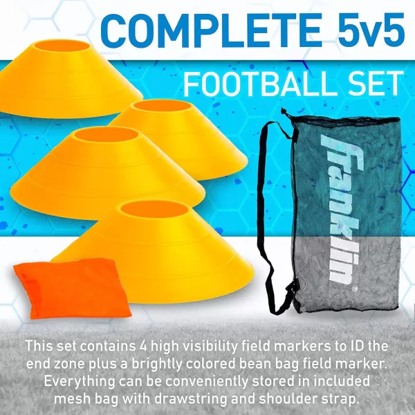 Franklin Sports Flag Football Set  10 Player Flag Football Belts for Adult  Youth  Equipment Cones  Field Marker Included  5 v 5 Set