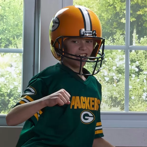Franklin Sports NFL Kids Helmet  Jersey Sets  Youth NFL Team Uniform Sets  Costume Set  Helmet Jersey  ChinstrapMediumGreen Bay Packers