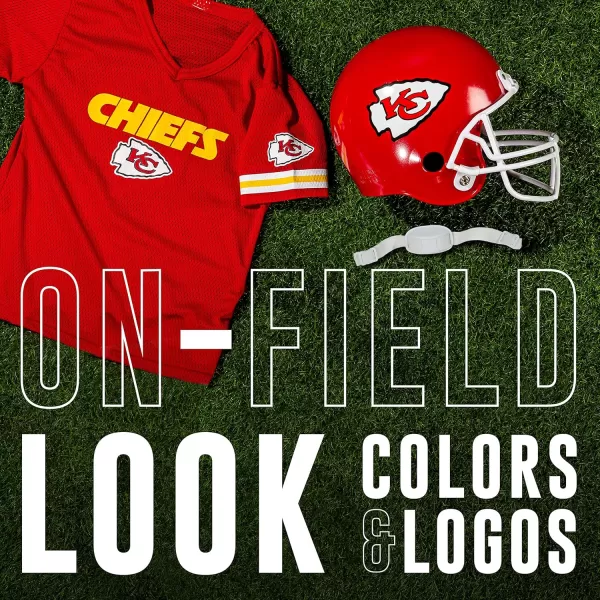 Franklin Sports NFL Kids Helmet  Jersey Sets  Youth NFL Team Uniform Sets  Costume Set  Helmet Jersey  ChinstrapMediumKansas City Chiefs