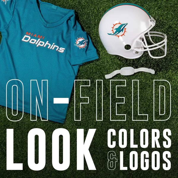 Franklin Sports NFL Kids Helmet  Jersey Sets  Youth NFL Team Uniform Sets  Costume Set  Helmet Jersey  ChinstrapMediumMiami Dolphins