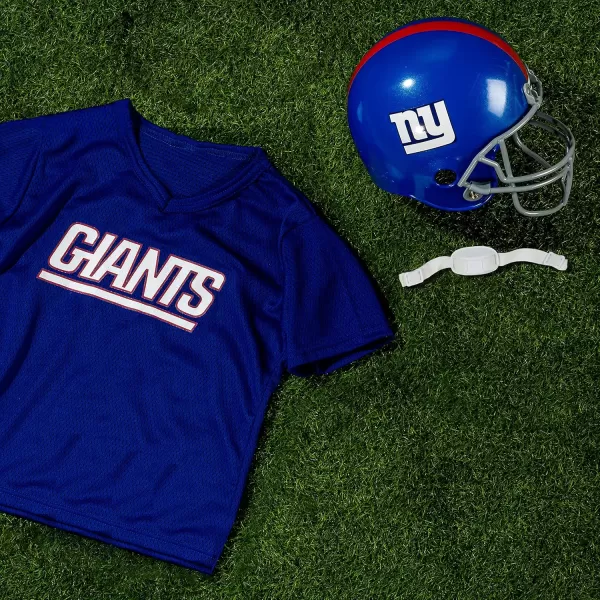 Franklin Sports NFL Kids Helmet  Jersey Sets  Youth NFL Team Uniform Sets  Costume Set  Helmet Jersey  ChinstrapMediumNew York Giants