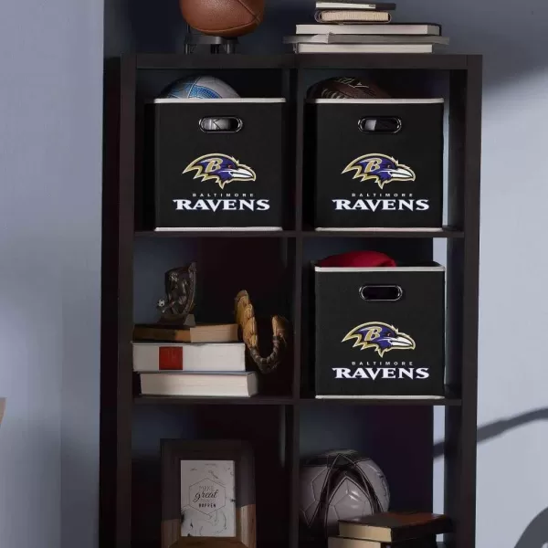 Franklin Sports NFL Storage Bins  Collapsible Cube Container  Storage Basket  NFL Office Bedroom  Living Room Dcor  11quotx11quotBaltimore Ravens
