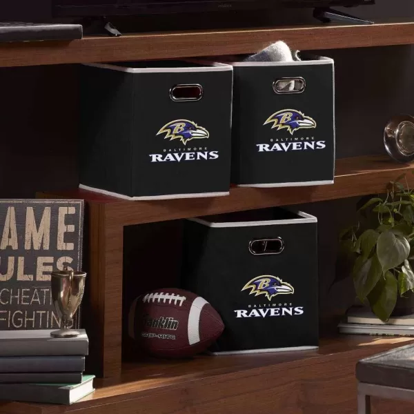 Franklin Sports NFL Storage Bins  Collapsible Cube Container  Storage Basket  NFL Office Bedroom  Living Room Dcor  11quotx11quotBaltimore Ravens