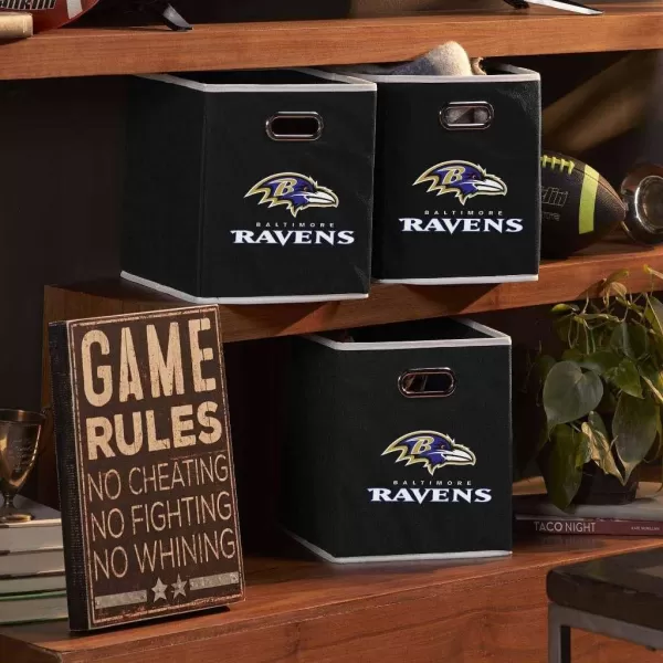 Franklin Sports NFL Storage Bins  Collapsible Cube Container  Storage Basket  NFL Office Bedroom  Living Room Dcor  11quotx11quotBaltimore Ravens