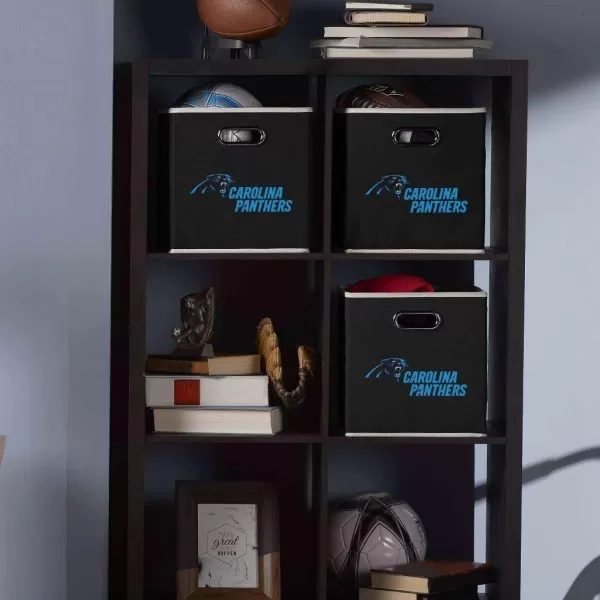 Franklin Sports NFL Storage Bins  Collapsible Cube Container  Storage Basket  NFL Office Bedroom  Living Room Dcor  11quotx11quotCarolina Panthers