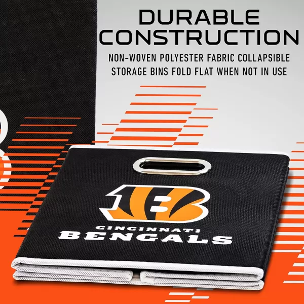 Franklin Sports NFL Storage Bins  Collapsible Cube Container  Storage Basket  NFL Office Bedroom  Living Room Dcor  11quotx11quotCincinnati Bengals