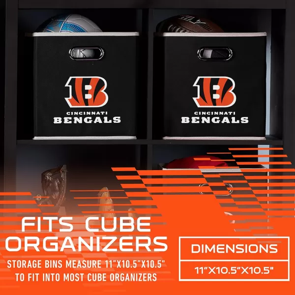 Franklin Sports NFL Storage Bins  Collapsible Cube Container  Storage Basket  NFL Office Bedroom  Living Room Dcor  11quotx11quotCincinnati Bengals