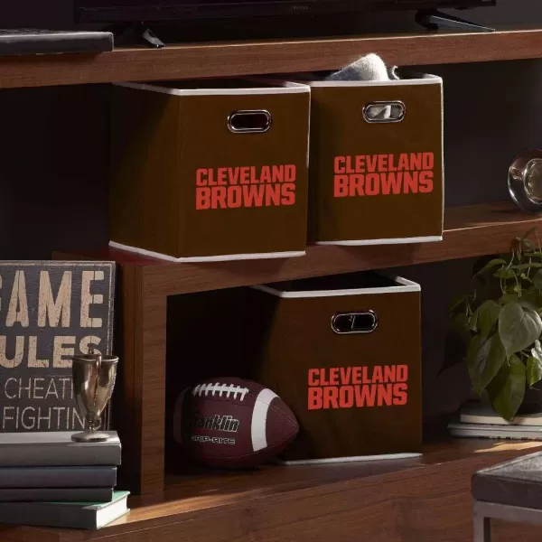 Franklin Sports NFL Storage Bins  Collapsible Cube Container  Storage Basket  NFL Office Bedroom  Living Room Dcor  11quotx11quotCleveland Browns