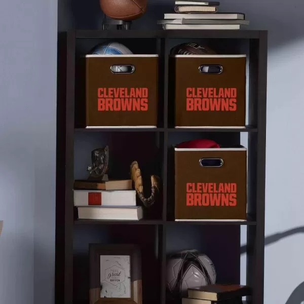 Franklin Sports NFL Storage Bins  Collapsible Cube Container  Storage Basket  NFL Office Bedroom  Living Room Dcor  11quotx11quotCleveland Browns