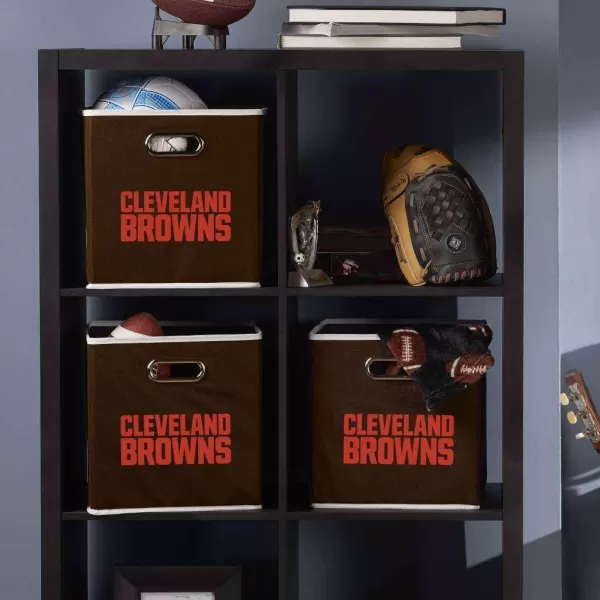 Franklin Sports NFL Storage Bins  Collapsible Cube Container  Storage Basket  NFL Office Bedroom  Living Room Dcor  11quotx11quotCleveland Browns