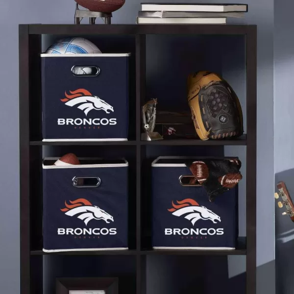 Franklin Sports NFL Storage Bins  Collapsible Cube Container  Storage Basket  NFL Office Bedroom  Living Room Dcor  11quotx11quotDenver Broncos