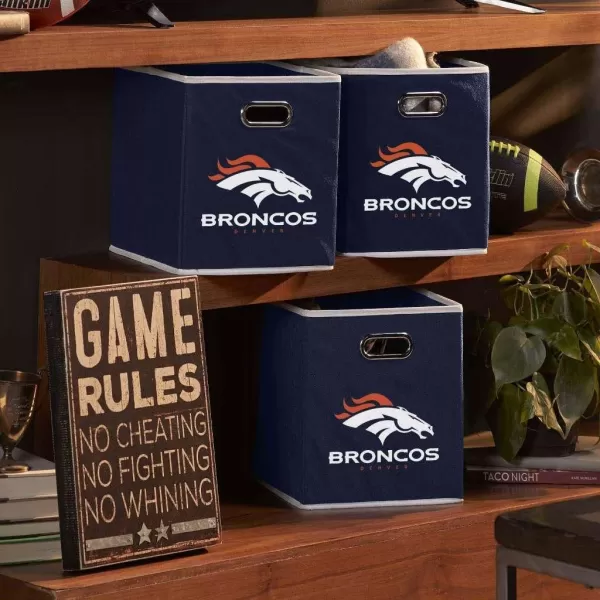 Franklin Sports NFL Storage Bins  Collapsible Cube Container  Storage Basket  NFL Office Bedroom  Living Room Dcor  11quotx11quotDenver Broncos