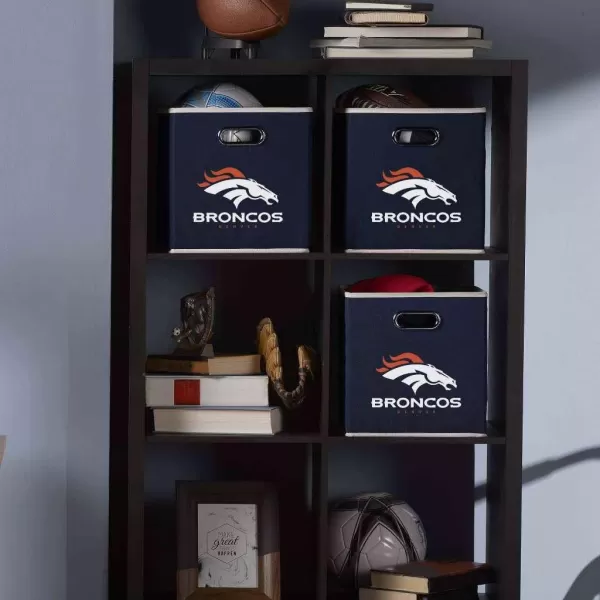 Franklin Sports NFL Storage Bins  Collapsible Cube Container  Storage Basket  NFL Office Bedroom  Living Room Dcor  11quotx11quotDenver Broncos