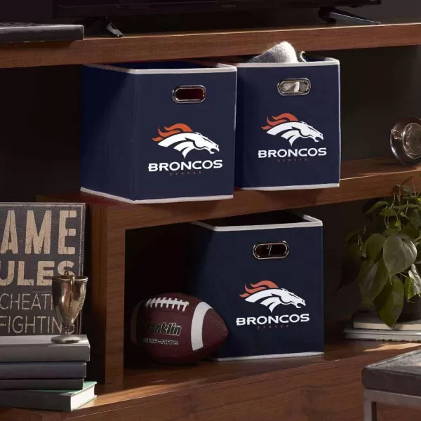 Franklin Sports NFL Storage Bins  Collapsible Cube Container  Storage Basket  NFL Office Bedroom  Living Room Dcor  11quotx11quotDenver Broncos