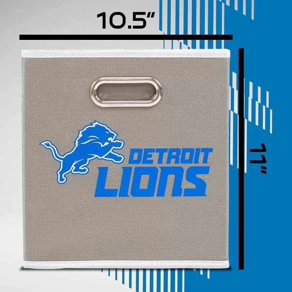Franklin Sports NFL Storage Bins  Collapsible Cube Container  Storage Basket  NFL Office Bedroom  Living Room Dcor  11quotx11quotDetroit Lions