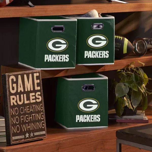Franklin Sports NFL Storage Bins  Collapsible Cube Container  Storage Basket  NFL Office Bedroom  Living Room Dcor  11quotx11quotGreen Bay Packers