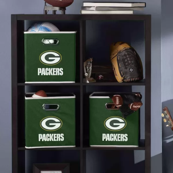 Franklin Sports NFL Storage Bins  Collapsible Cube Container  Storage Basket  NFL Office Bedroom  Living Room Dcor  11quotx11quotGreen Bay Packers