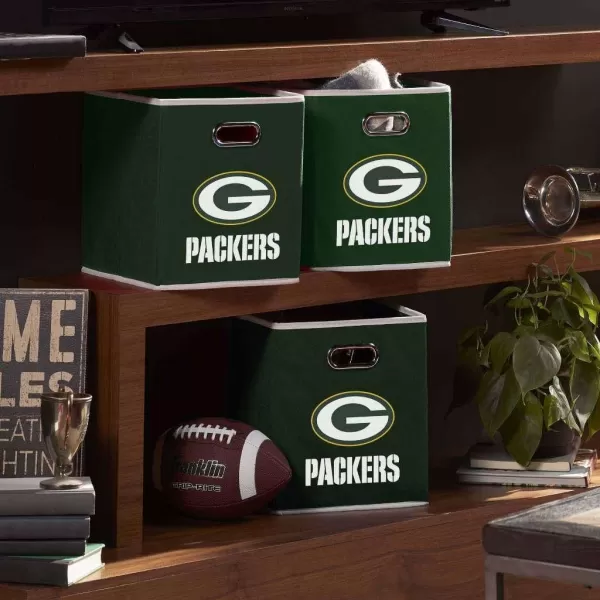 Franklin Sports NFL Storage Bins  Collapsible Cube Container  Storage Basket  NFL Office Bedroom  Living Room Dcor  11quotx11quotGreen Bay Packers