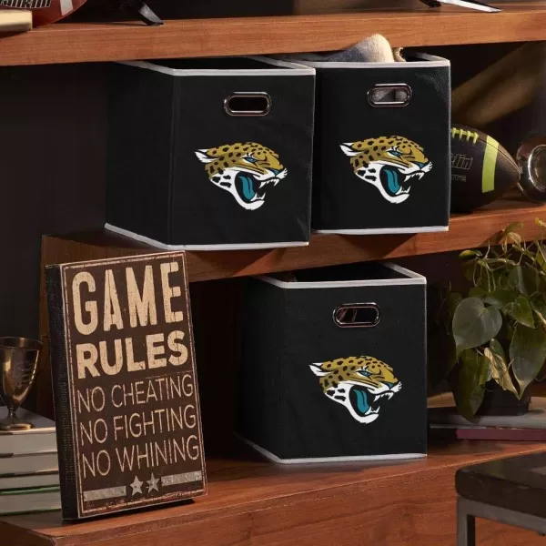 Franklin Sports NFL Storage Bins  Collapsible Cube Container  Storage Basket  NFL Office Bedroom  Living Room Dcor  11quotx11quotJacksonville Jaguars