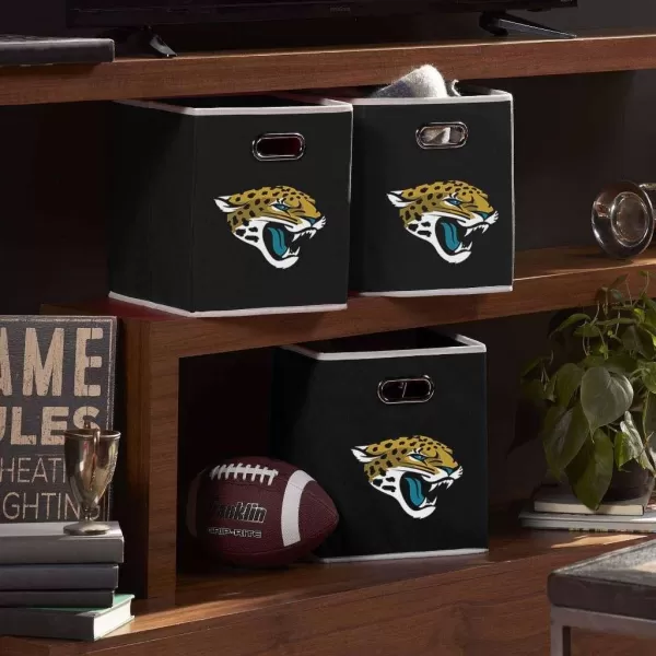 Franklin Sports NFL Storage Bins  Collapsible Cube Container  Storage Basket  NFL Office Bedroom  Living Room Dcor  11quotx11quotJacksonville Jaguars