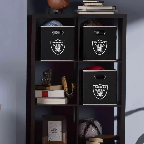 Franklin Sports NFL Storage Bins  Collapsible Cube Container  Storage Basket  NFL Office Bedroom  Living Room Dcor  11quotx11quotLas Vegas Raiders