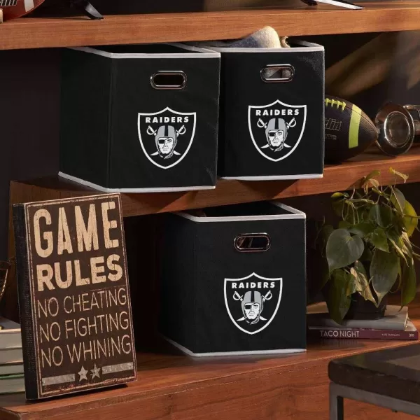 Franklin Sports NFL Storage Bins  Collapsible Cube Container  Storage Basket  NFL Office Bedroom  Living Room Dcor  11quotx11quotLas Vegas Raiders