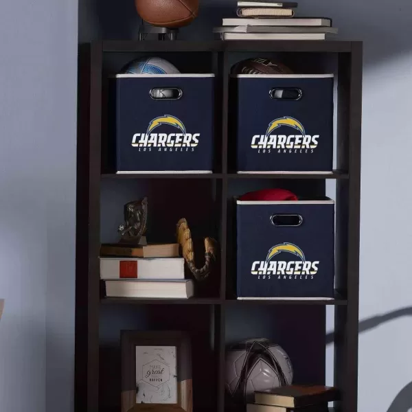 Franklin Sports NFL Storage Bins  Collapsible Cube Container  Storage Basket  NFL Office Bedroom  Living Room Dcor  11quotx11quotLos Angeles Chargers