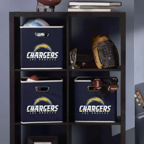 Franklin Sports NFL Storage Bins  Collapsible Cube Container  Storage Basket  NFL Office Bedroom  Living Room Dcor  11quotx11quotLos Angeles Chargers