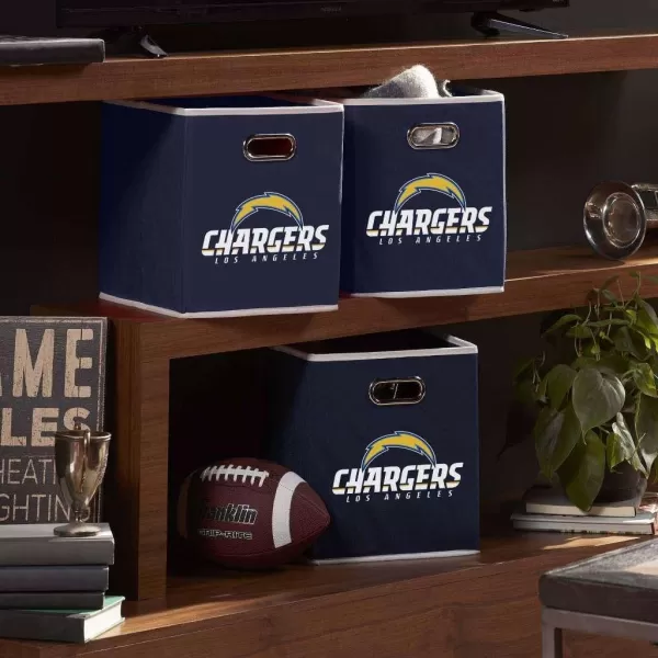 Franklin Sports NFL Storage Bins  Collapsible Cube Container  Storage Basket  NFL Office Bedroom  Living Room Dcor  11quotx11quotLos Angeles Chargers