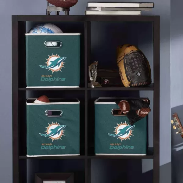 Franklin Sports NFL Storage Bins  Collapsible Cube Container  Storage Basket  NFL Office Bedroom  Living Room Dcor  11quotx11quotMiami Dolphins