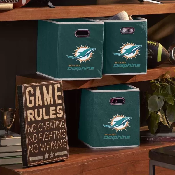 Franklin Sports NFL Storage Bins  Collapsible Cube Container  Storage Basket  NFL Office Bedroom  Living Room Dcor  11quotx11quotMiami Dolphins