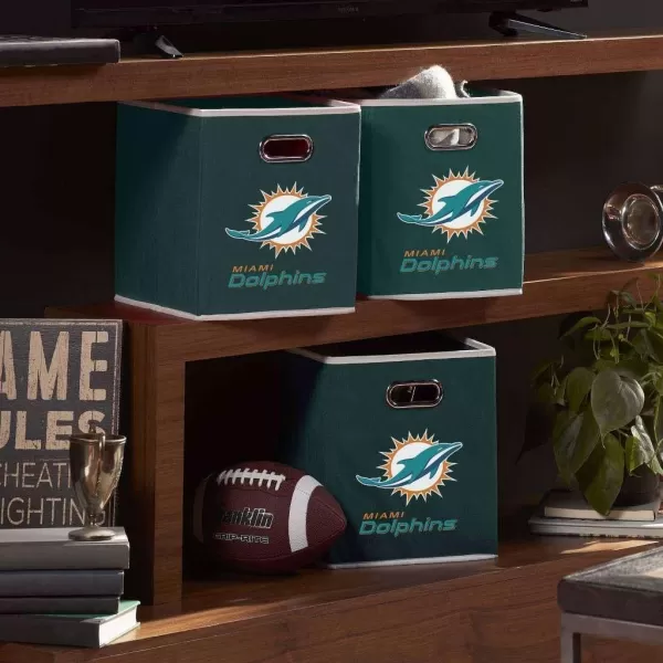 Franklin Sports NFL Storage Bins  Collapsible Cube Container  Storage Basket  NFL Office Bedroom  Living Room Dcor  11quotx11quotMiami Dolphins