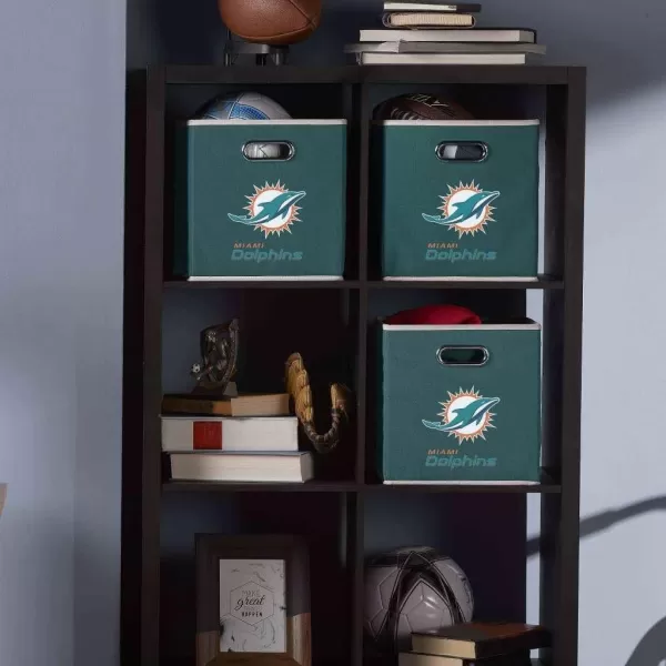 Franklin Sports NFL Storage Bins  Collapsible Cube Container  Storage Basket  NFL Office Bedroom  Living Room Dcor  11quotx11quotMiami Dolphins
