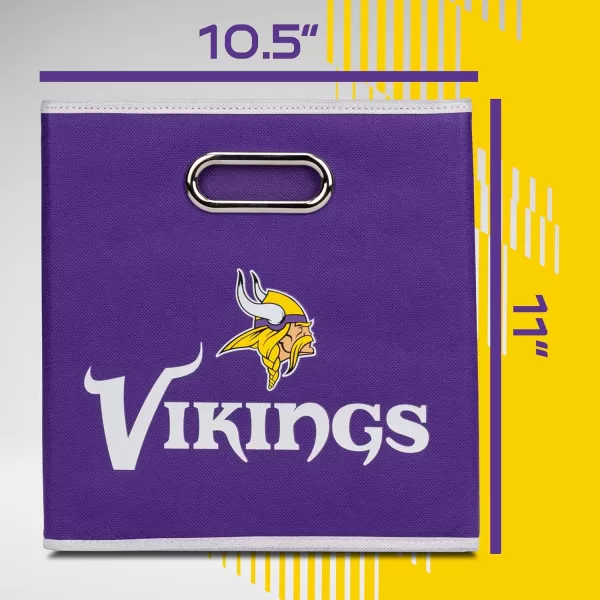 Franklin Sports NFL Storage Bins  Collapsible Cube Container  Storage Basket  NFL Office Bedroom  Living Room Dcor  11quotx11quotMinnesota Vikings