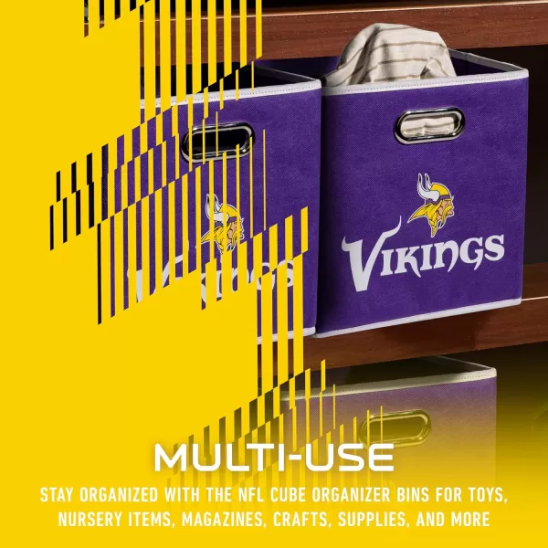 Franklin Sports NFL Storage Bins  Collapsible Cube Container  Storage Basket  NFL Office Bedroom  Living Room Dcor  11quotx11quotMinnesota Vikings