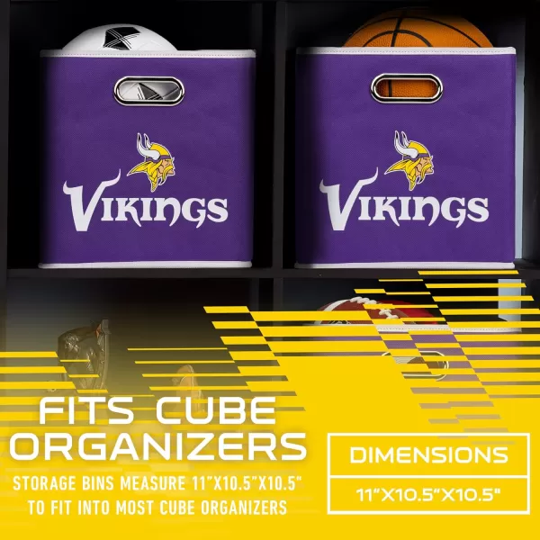 Franklin Sports NFL Storage Bins  Collapsible Cube Container  Storage Basket  NFL Office Bedroom  Living Room Dcor  11quotx11quotMinnesota Vikings