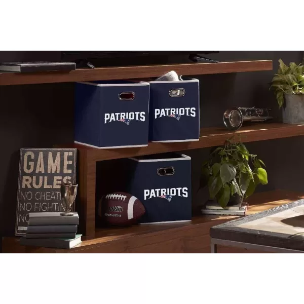Franklin Sports NFL Storage Bins  Collapsible Cube Container  Storage Basket  NFL Office Bedroom  Living Room Dcor  11quotx11quotNew England Patriots