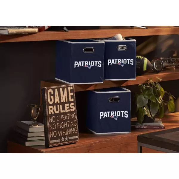 Franklin Sports NFL Storage Bins  Collapsible Cube Container  Storage Basket  NFL Office Bedroom  Living Room Dcor  11quotx11quotNew England Patriots
