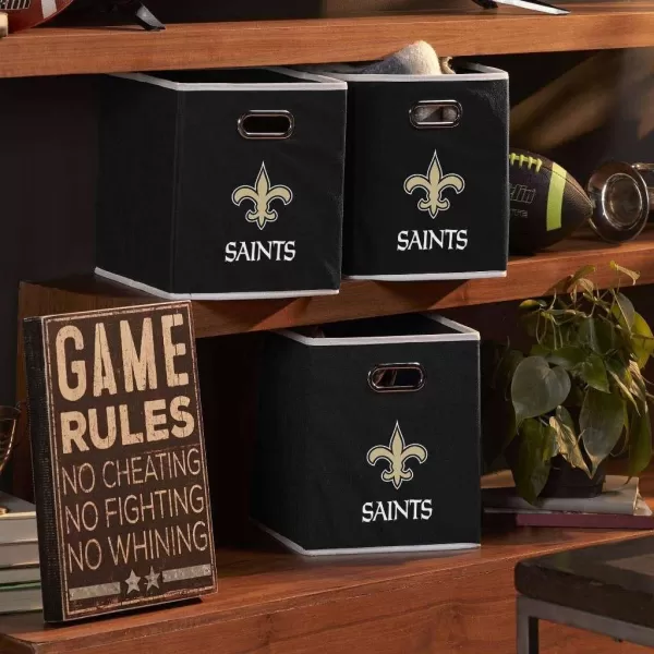 Franklin Sports NFL Storage Bins  Collapsible Cube Container  Storage Basket  NFL Office Bedroom  Living Room Dcor  11quotx11quotNew Orleans Saints