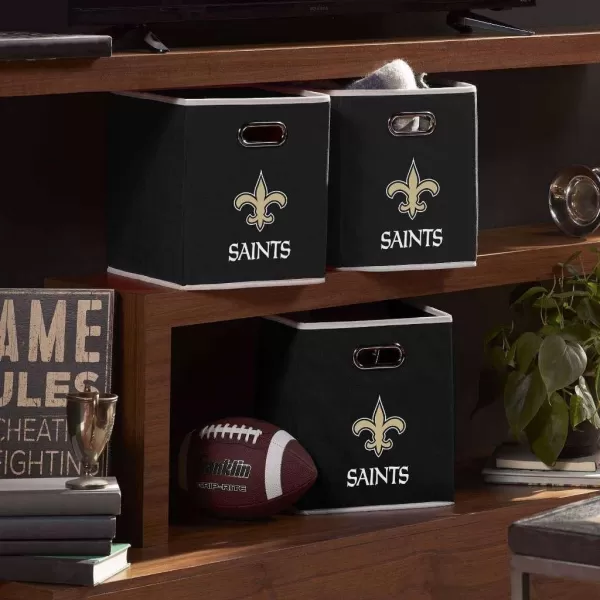 Franklin Sports NFL Storage Bins  Collapsible Cube Container  Storage Basket  NFL Office Bedroom  Living Room Dcor  11quotx11quotNew Orleans Saints